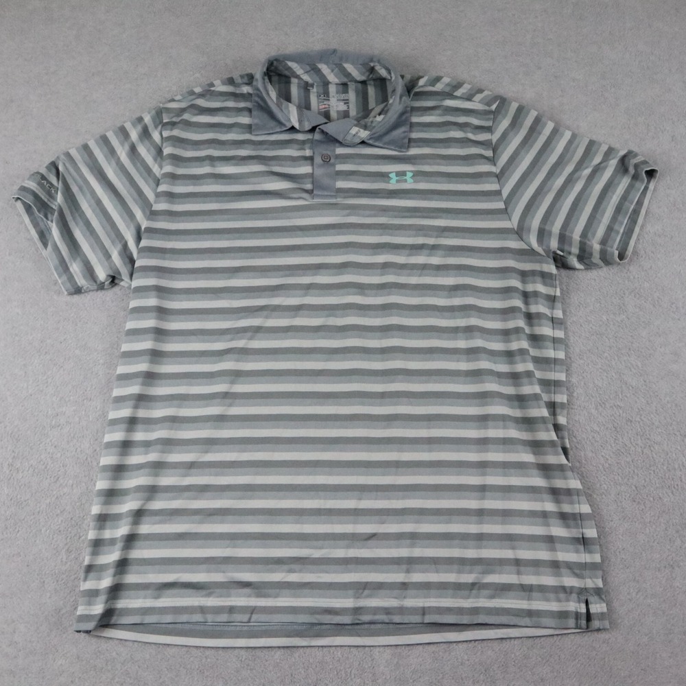 Under Armour Polo Shirt Mens 2XL XXL HeatGear Loose Golf Gray Short Sleeve‎
